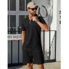 imageCOOFANDY Mens Track Suits 2 Piece Set Casual Quarter Zip Polo Shirt and Shorts Set Sweatsuit Summer OutfitsBlack