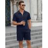imageCOOFANDY Mens Track Suits 2 Piece Set Casual Quarter Zip Polo Shirt and Shorts Set Sweatsuit Summer OutfitsDark Blue