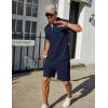 imageCOOFANDY Mens Track Suits 2 Piece Set Casual Quarter Zip Polo Shirt and Shorts Set Sweatsuit Summer OutfitsDark Blue