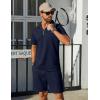 imageCOOFANDY Mens Track Suits 2 Piece Set Casual Quarter Zip Polo Shirt and Shorts Set Sweatsuit Summer OutfitsDark Blue
