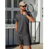 imageCOOFANDY Mens Track Suits 2 Piece Set Casual Quarter Zip Polo Shirt and Shorts Set Sweatsuit Summer OutfitsDark Grey