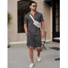 imageCOOFANDY Mens Track Suits 2 Piece Set Casual Quarter Zip Polo Shirt and Shorts Set Sweatsuit Summer OutfitsDark Grey