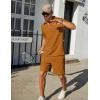 imageCOOFANDY Mens Track Suits 2 Piece Set Casual Quarter Zip Polo Shirt and Shorts Set Sweatsuit Summer OutfitsLight Brown