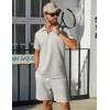 imageCOOFANDY Mens Track Suits 2 Piece Set Casual Quarter Zip Polo Shirt and Shorts Set Sweatsuit Summer OutfitsLight Grey