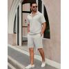 imageCOOFANDY Mens Track Suits 2 Piece Set Casual Quarter Zip Polo Shirt and Shorts Set Sweatsuit Summer OutfitsLight Grey