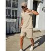 imageCOOFANDY Mens Track Suits 2 Piece Set Casual Quarter Zip Polo Shirt and Shorts Set Sweatsuit Summer OutfitsLight Khaki