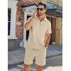 imageCOOFANDY Mens Track Suits 2 Piece Set Casual Quarter Zip Polo Shirt and Shorts Set Sweatsuit Summer OutfitsLight Khaki