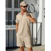 imageCOOFANDY Mens Track Suits 2 Piece Set Casual Quarter Zip Polo Shirt and Shorts Set Sweatsuit Summer OutfitsLight Khaki