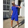 imageCOOFANDY Mens Track Suits 2 Piece Set Casual Quarter Zip Polo Shirt and Shorts Set Sweatsuit Summer OutfitsSapphire