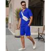 imageCOOFANDY Mens Track Suits 2 Piece Set Casual Quarter Zip Polo Shirt and Shorts Set Sweatsuit Summer OutfitsSapphire