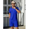 imageCOOFANDY Mens Track Suits 2 Piece Set Casual Quarter Zip Polo Shirt and Shorts Set Sweatsuit Summer OutfitsSapphire