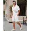 imageCOOFANDY Mens Track Suits 2 Piece Set Casual Quarter Zip Polo Shirt and Shorts Set Sweatsuit Summer OutfitsWhite