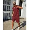 imageCOOFANDY Mens Track Suits 2 Piece Set Casual Quarter Zip Polo Shirt and Shorts Set Sweatsuit Summer OutfitsWine Red