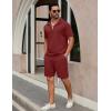 imageCOOFANDY Mens Track Suits 2 Piece Set Casual Quarter Zip Polo Shirt and Shorts Set Sweatsuit Summer OutfitsWine Red
