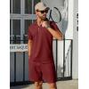 imageCOOFANDY Mens Track Suits 2 Piece Set Casual Quarter Zip Polo Shirt and Shorts Set Sweatsuit Summer OutfitsWine Red