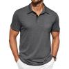 imageCOOFANDY Men Short Sleeve Polo Shirt Casual Summer Collar Shirts Dress Button Polo T Shirt Classic Golf ShirtsDark Grey