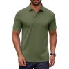 imageCOOFANDY Mens Cotton Pique Polo Shirts Short Sleeve Golf Shirts Basic Casual Collared TShirtArmy Green