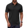 imageCOOFANDY Mens Cotton Pique Polo Shirts Short Sleeve Golf Shirts Basic Casual Collared TShirtBlack