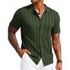 imageCOOFANDY Mens Knit Polo Shirt Vintage Button Down Shirt Short Sleeve Hawaiian Shirt 2025 Summer Fashion Beach ShirtsArmy Green