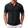 imageCOOFANDY Mens Knit Polo Shirts Casual Short Sleeve Button Down Shirts Crochet Classic Golf Polo Collared ShirtsBlack