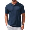 imageCOOFANDY Mens Knit Polo Shirts Short Sleeve Collared Golf Shirt Hollow Out Textured TShirt Summer Fashion TopsNavy Blue
