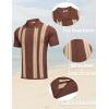 imageCOOFANDY Mens 2 Piece Outfits Knit Button Down Shirt Vintage Short Sleeve Polo Shirts Summer Casual Beach Shorts SetsBrown