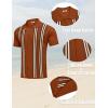 imageCOOFANDY Mens 2 Piece Outfits Knit Button Down Shirt Vintage Short Sleeve Polo Shirts Summer Casual Beach Shorts SetsCaramel