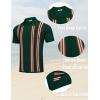 imageCOOFANDY Mens 2 Piece Outfits Knit Button Down Shirt Vintage Short Sleeve Polo Shirts Summer Casual Beach Shorts SetsDark Green