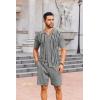 imageCOOFANDY Mens 2 Piece Outfits Knit Button Down Shirt Vintage Short Sleeve Polo Shirts Summer Casual Beach Shorts SetsGrey