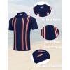 imageCOOFANDY Mens 2 Piece Outfits Knit Button Down Shirt Vintage Short Sleeve Polo Shirts Summer Casual Beach Shorts SetsNavy Blue