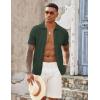 imageCOOFANDY Mens Knit Button Down Shirts Casual Textured Polo Shirt Short Sleeve Vintage Summer Beach TopsArmy Green
