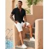 imageCOOFANDY Mens Knit Button Down Shirts Casual Textured Polo Shirt Short Sleeve Vintage Summer Beach TopsBlack