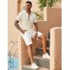 imageCOOFANDY Mens Knit Button Down Shirts Casual Textured Polo Shirt Short Sleeve Vintage Summer Beach TopsCream