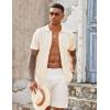 imageCOOFANDY Mens Knit Button Down Shirts Casual Textured Polo Shirt Short Sleeve Vintage Summer Beach TopsCream