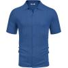 imageCOOFANDY Mens Knit Button Down Shirts Casual Textured Polo Shirt Short Sleeve Vintage Summer Beach TopsDeep Blue
