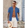 imageCOOFANDY Mens Knit Button Down Shirts Casual Textured Polo Shirt Short Sleeve Vintage Summer Beach TopsDeep Blue