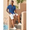 imageCOOFANDY Mens Knit Button Down Shirts Casual Textured Polo Shirt Short Sleeve Vintage Summer Beach TopsDeep Blue