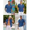 imageCOOFANDY Mens Knit Button Down Shirts Casual Textured Polo Shirt Short Sleeve Vintage Summer Beach TopsDeep Blue