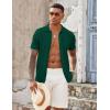 imageCOOFANDY Mens Knit Button Down Shirts Casual Textured Polo Shirt Short Sleeve Vintage Summer Beach TopsGreen