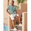imageCOOFANDY Mens Knit Button Down Shirts Casual Textured Polo Shirt Short Sleeve Vintage Summer Beach TopsIce Green