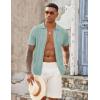 imageCOOFANDY Mens Knit Button Down Shirts Casual Textured Polo Shirt Short Sleeve Vintage Summer Beach TopsIce Green