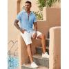 imageCOOFANDY Mens Knit Button Down Shirts Casual Textured Polo Shirt Short Sleeve Vintage Summer Beach TopsLight Blue