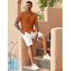 imageCOOFANDY Mens Knit Button Down Shirts Casual Textured Polo Shirt Short Sleeve Vintage Summer Beach TopsLight Brown