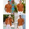 imageCOOFANDY Mens Knit Button Down Shirts Casual Textured Polo Shirt Short Sleeve Vintage Summer Beach TopsLight Brown