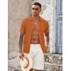 imageCOOFANDY Mens Knit Button Down Shirts Casual Textured Polo Shirt Short Sleeve Vintage Summer Beach TopsLight Brown