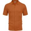 imageCOOFANDY Mens Knit Button Down Shirts Casual Textured Polo Shirt Short Sleeve Vintage Summer Beach TopsLight Brown