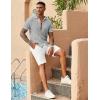 imageCOOFANDY Mens Knit Button Down Shirts Casual Textured Polo Shirt Short Sleeve Vintage Summer Beach TopsLight Grey