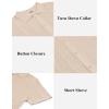 imageCOOFANDY Mens Knit Button Down Shirts Casual Textured Polo Shirt Short Sleeve Vintage Summer Beach TopsLight Khaki