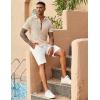 imageCOOFANDY Mens Knit Button Down Shirts Casual Textured Polo Shirt Short Sleeve Vintage Summer Beach TopsLight Khaki