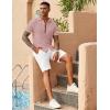 imageCOOFANDY Mens Knit Button Down Shirts Casual Textured Polo Shirt Short Sleeve Vintage Summer Beach TopsLight Pink